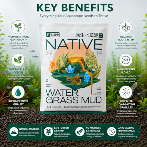 Image of VAYINATO 3L Native Aqua Soil for Planted Aquariums | Imported Premium Nutrient-Rich Aquarium Substrate for Aquatic Plants, Shrimp & Freshwater Fish | pH Buffering 6.0-7.0 | Low Dust, Long-Lasting