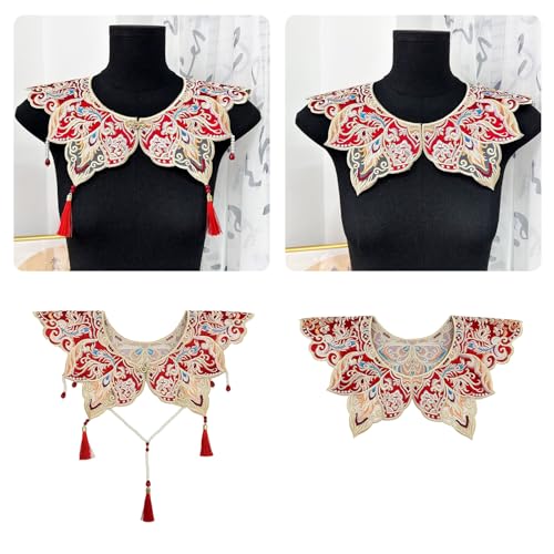 Ethnic Fringed Faux Collar Decorative Half Shawl Cloud Shoulder Collar for Chinese Ancient Festival Neckpiece2