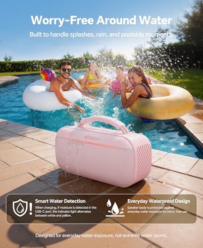 Image of dbsono Portable Bluetooth Speaker Wireless: 100W(Peak) SoundPulse 2.0 with BassBoost, Waterproof Loud Party Speakers, Unlimited Pairing, TWS for Outdoor /Indoor, Beach Vacation Essential, Pink