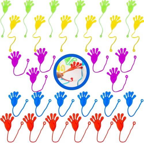 MANOS LOCAS PEGAJOSAS (30 ud) - Regalos Cumpleaños Niños Colegio - Relleno Piñatas de Cumpleaños Infantil - Manos Pegajosas Cumpleaños - Relleno Bolsas Cumpleaños Infantil - 5 COLORES- Mano Loca
