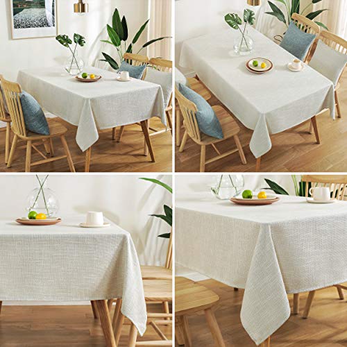 AmHoo Linen Tablecloth Burlap Rectangular Flax Heavy Duty Fabric Washable Table Covers for Home and Kitchen Dining Tabletop Decoration 54 x 84 Inch Beige