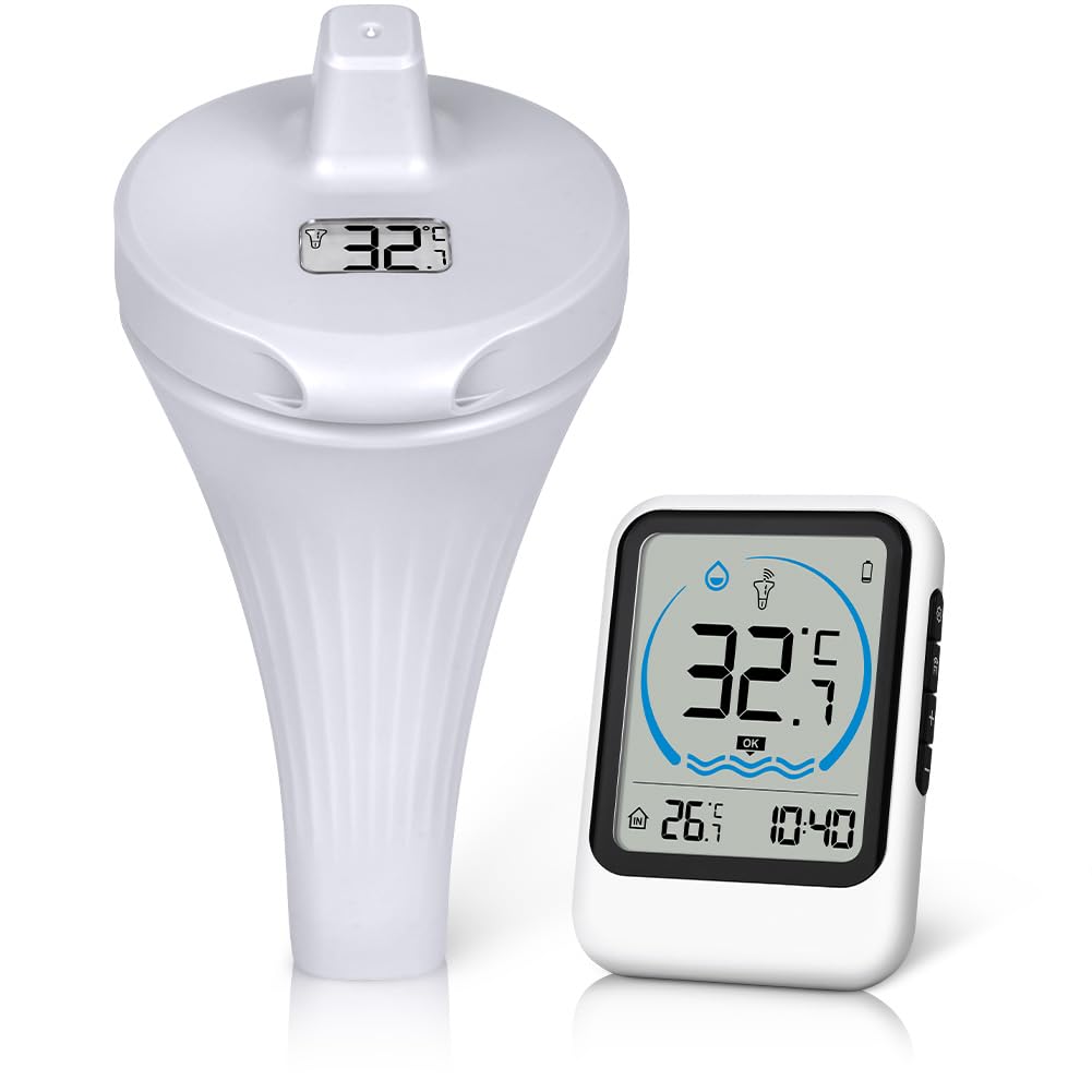 OFFCUP Thermomètre Piscine Flottant Sans Fil IP67 Étanche Numérique Intérieur Extérieur
