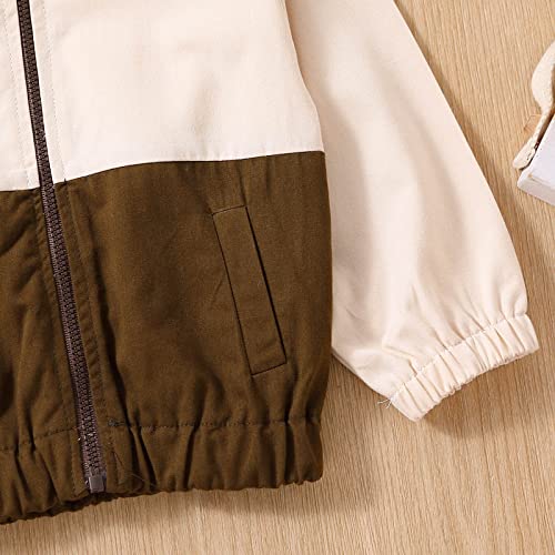 Unisex Kids Sweatshirt 𝗖olor Block Lightweight Zip Loose Jacket Fall Windproof Warm Outerwear with Pocket3