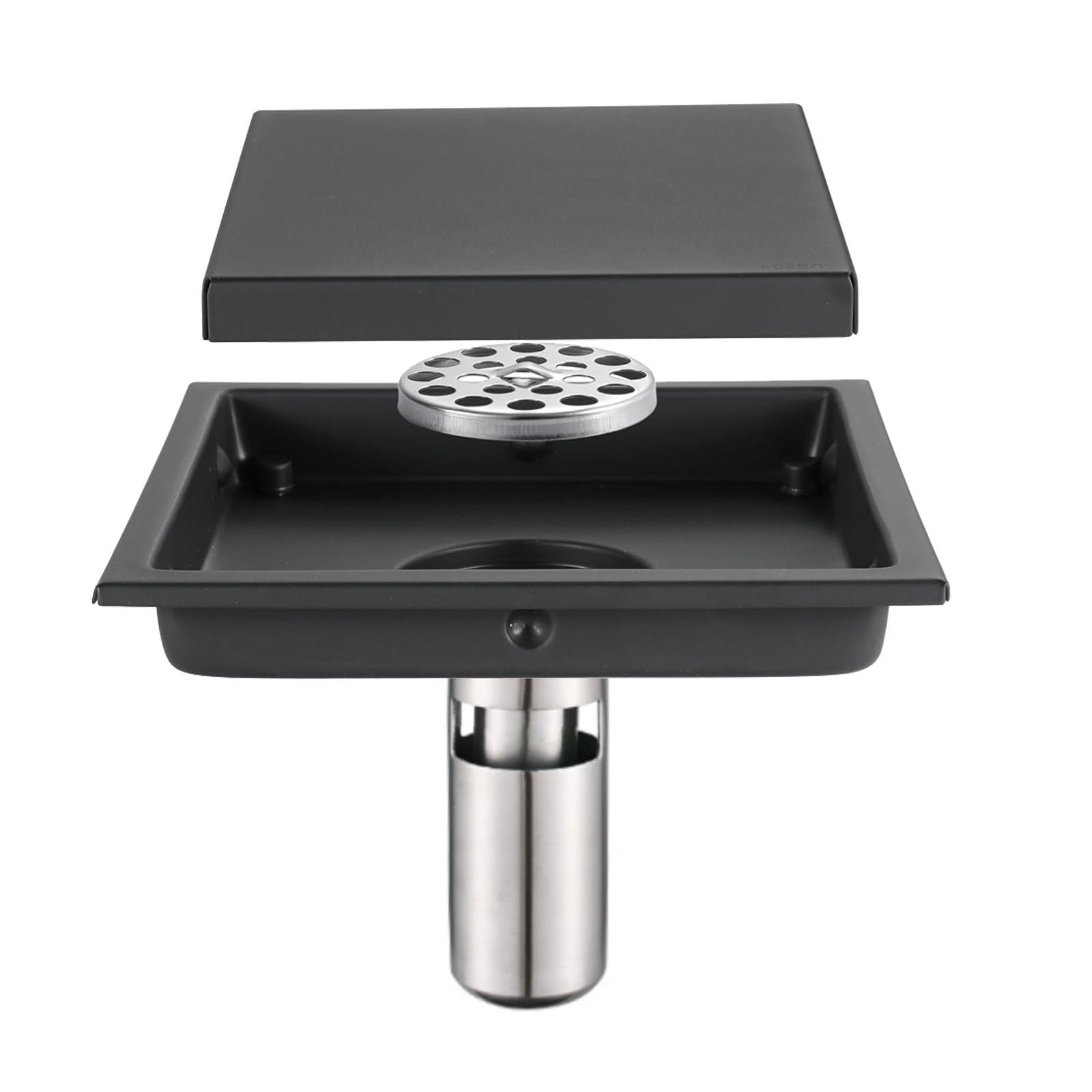 Drain de sol en acier inoxydable 304 anti-odeur avec grille amovible 15x15cm