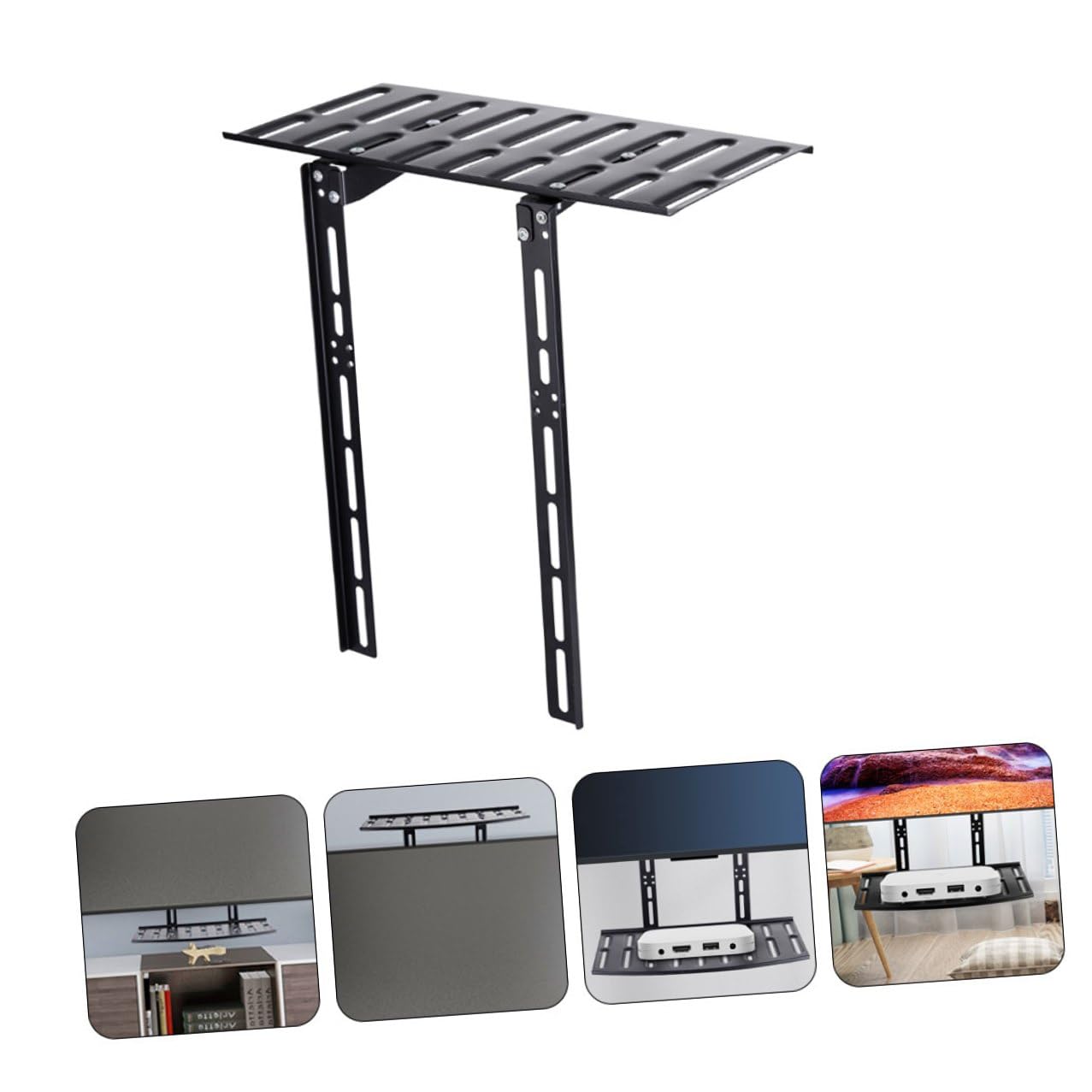 TOYANDONA Mensola da Parete per Stoccaggio Router e Organizzazione Cavi Supporto senza Fori in Acciaio Laminato a Freddo Nera per Modem e Box Tv