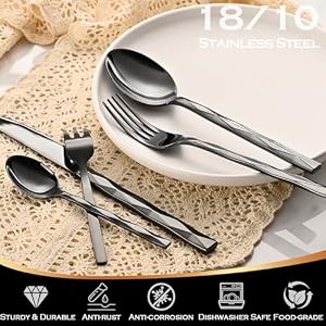 Black Silverware Set, Luxury 30-Piece Flatware Set for 6, Cutlery Set Stainless Steel, Diamond Cut Pattern, Home, Wedding & Party, 18/10 Stainless Steel Tablewaret & Dishwasher Safe Utensils. Black Silverware Set Luxury 30 Piece Flatware Set for 6 Cutlery Set Stainless Steel Diamond Cut Pattern Home Wedding Party 1810 Stainless Steel Tablewaret Dishwasher Safe Utensils