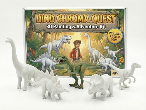 Image of Unscroo DIY 3D Model Painting Kits - Dinosaurs, Ice Age Animals & Unicorns - 3D Printed Art & Craft Hobby Gift for Kids, Teens & Adults - Return Gift Sets (Dinosaur World (5-Pack))