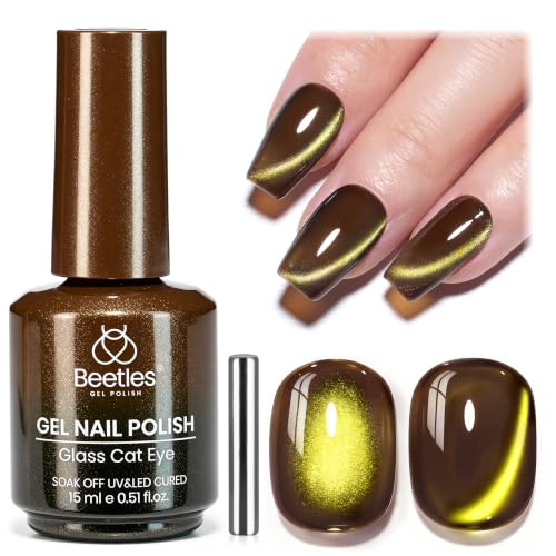 Beetles Brown Cat Eye Gel Polish - Pistachio Latte 15ML Green Magnetic Glow