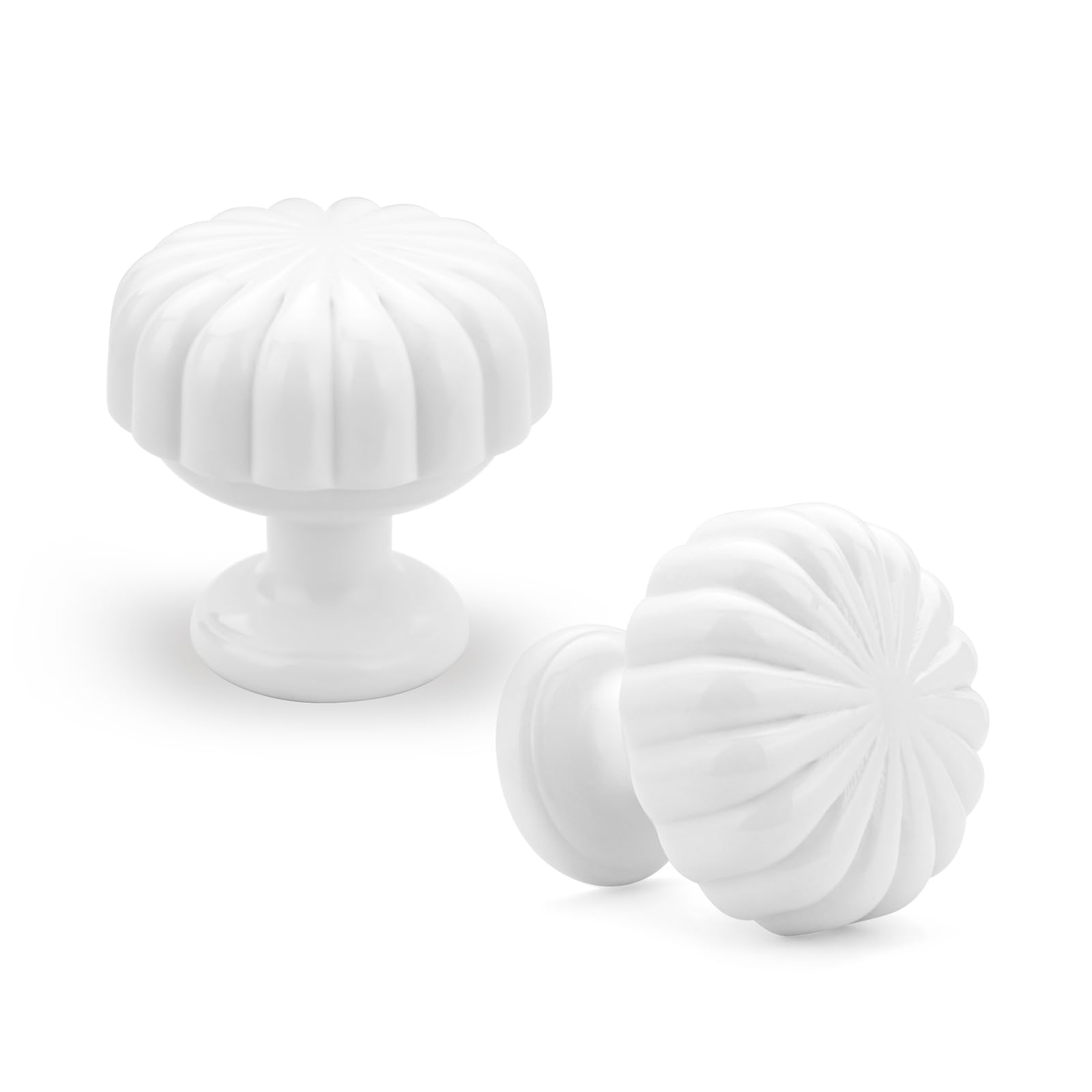 Goldenwarm 30 Pack White Drawer knobs Round Glossy White Cupboard Knobs, Single Hole Kitchen Handles