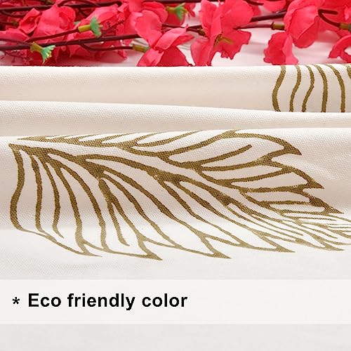 Image of THE LINEN COMPANY Cotton Printed Curtains 8 Feet Long, Leaf Design Door Curtains, 8ft Set of 2, Brown Leaf