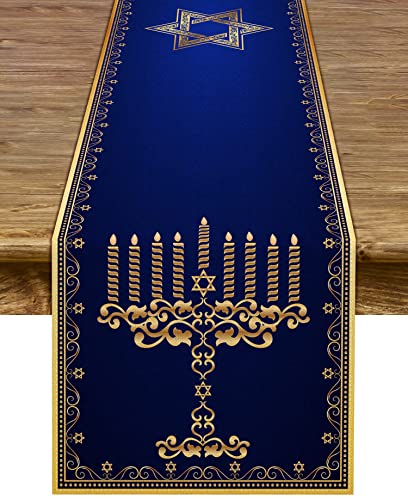 Chanukka Menora Tischläufer, Davidstern, Chanukah, jüdisches Festival, Urlaub, Kamin, Küche, Esszimmer, Heimdekoration Cover