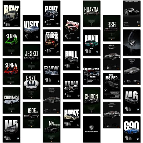 Image of paper Black Cars Poster, Set of 32, 15 x 10 cm (A6 Size) 300 GSM |Sports Car Black Poster - Gwagon Posters & More Street Ruling Cars |Wall Art For Bedroom| Car Spec Posters-Glue dots Included