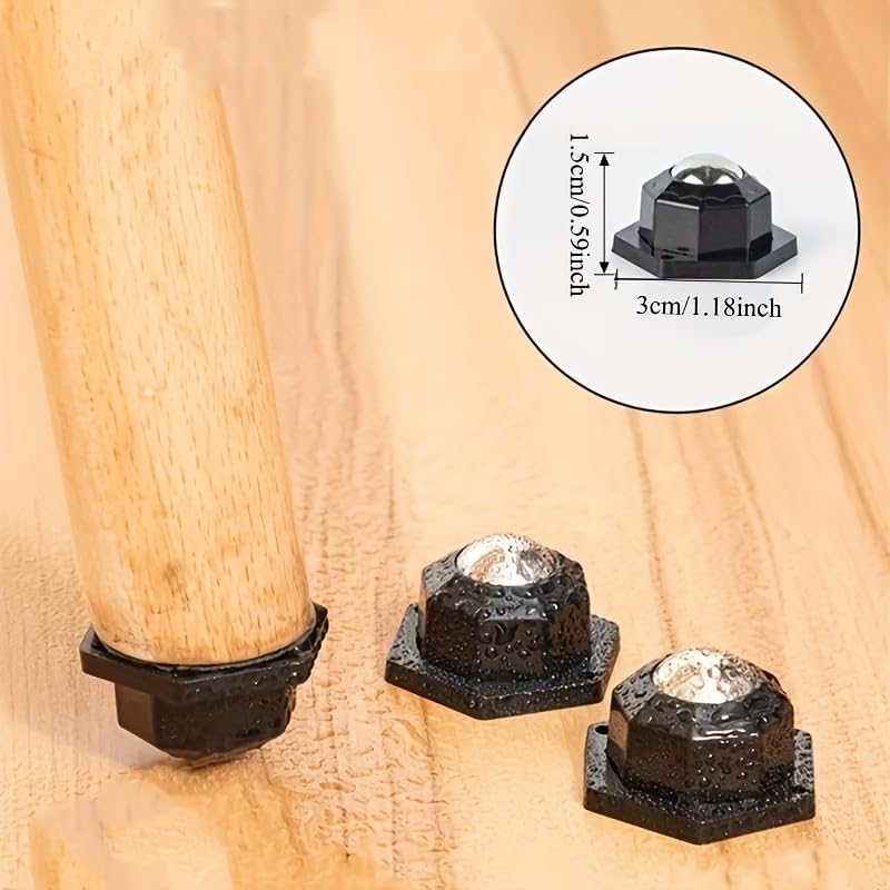 8pcs Heavy-Duty Self-Adhesive Furniture Casters, 360 Degree Swivel Mini Caster Wheels with Strong Adhesive Backing, Smooth Moving Roller for Heavy Furniture and Appliances, No-Drill Design, 1 Set