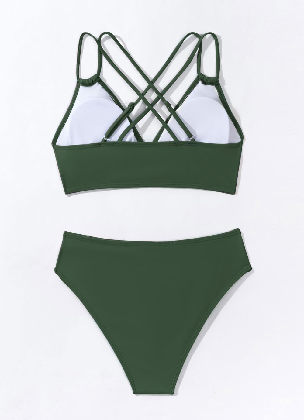 Tainehs Women's Push Up V Neck Bikini Sets Criss Cross Back Two Piece Bathing Suit - Image 4