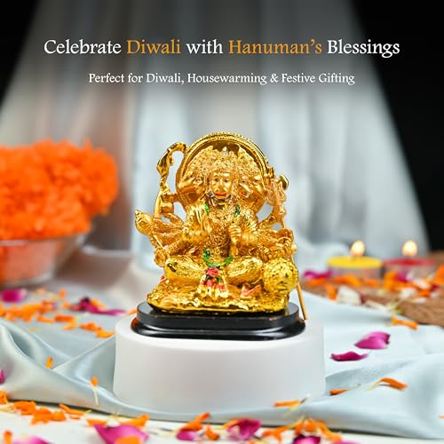 Image of ZAICUS Panchmukhi Hanuman Idol Showpiece - 5 Face Hanuman Murti for Mandir & Home Decor | Bajrangbali Statue for Puja, Navratri, Diwali & Spiritual Blessings