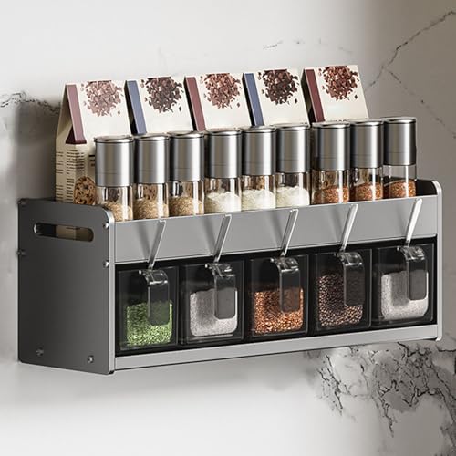 WDSOPK WallMounted Spice Rack OrganizerHanging Spice Containers for Kitchen Pantry Keeps Herbs & Spices Fresh SpaceSaving Storage Solution for Easy Access (2 Strati. 13.4In)