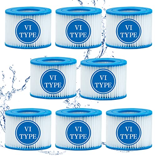 SXEIAV Lot de 8 Filtre VI Cartouche pour Bestway Lay-Z-Spa, Filtre de Spa et de Bain à remous Type VI pour filtres Coleman SaluSpa, pour Filtre Bestway, Lay-Z...