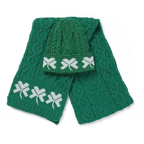 Shamrock Wool Scarf, 100% Merino Wool, Aran Knit Pattern, Made in Ireland4