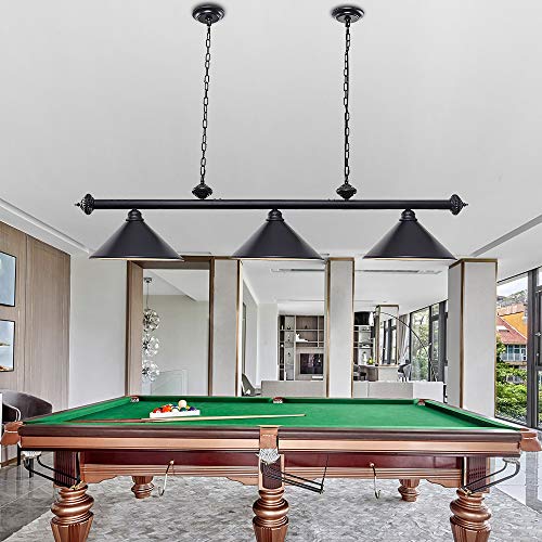 3 Light Pool Table Light, Hanging Pool Table Lamp with Matte Black Shade, Billiard Light, Pendant Light for Game Room, Dining Room, Restaurant, Beer Party, Man Cave, Living Room, Bar, Cafe - Thumbnail 4