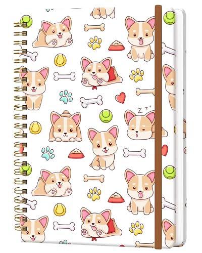 Carnet A5 à spirale pour le bureau et l'école joli journal ligné motif corgi
