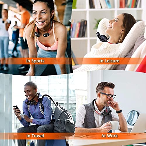 Image of Portable Neck Fan USB Rechargeable Hands-Free Bladeless Mini Fan with 3 Speeds Mode, 48 Air Outlets, Wearable Design for Travel, Sports, and Office - Black