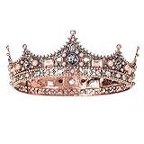 FORSEVEN King Crown for Men Crown Royal Costume Accessory Prom Tiara Baroque Vintage Crystal Pearl...