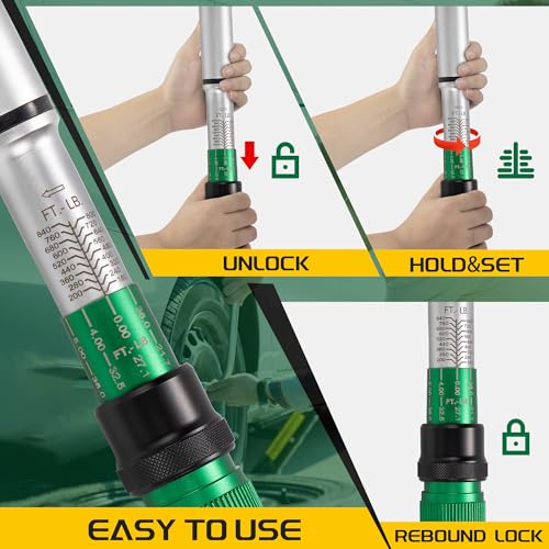 Image of 3 /4-Inch Drive Click Torque Wrench, Dual-Direction Click Professional Torque Wrench 160-840FT.LB /135-815N.M, Dual Range Scales Graduated in FT.LB and N.M