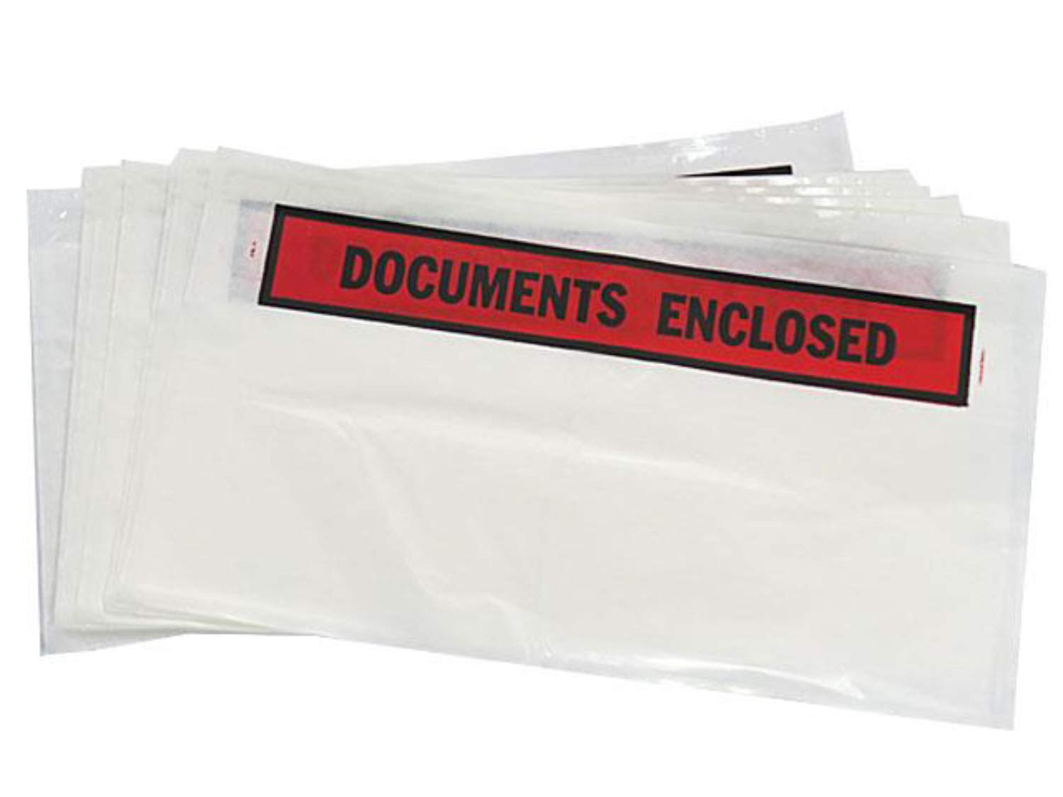 1000 Long DL Letter Size Printed Peel + Seal Clear Document Enclosed Wallets 110 x 230mm / 4.25 x 9" Postal Mailing Packaging Packing Shipping Postage Pouches Bags Address Envelopes Labels Stickers Slips
