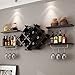 Giantex Wine Rack Wall Mounted Set of 5, Wood Wall Wine Shelf Racks with Glass Holder and Stemware Hanger, Wooden Hanging Wine Rack, Wine Storage Display Shelf for Home Bar Kitchen Dining Room, Black