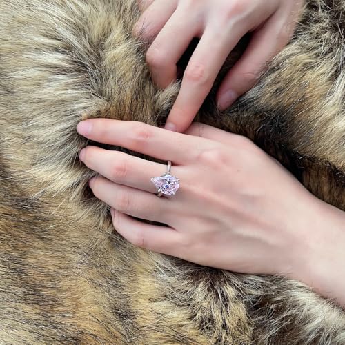 Sterling Silver Women's Engagement Rings, 4.5ct Pear Cut Pink Moissanite Ring for Women, Waterdrop Design,Ideal Wedding Gift for Wife3