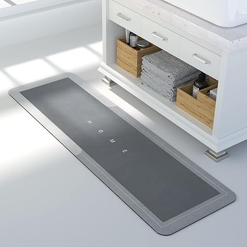 Miniatura 2 de Tapete de baño súper absorbente, de secado rápido, delgado, de goma, antideslizante, para ducha, fregadero y bañera, de 17.7 x 59 pulgadas, color