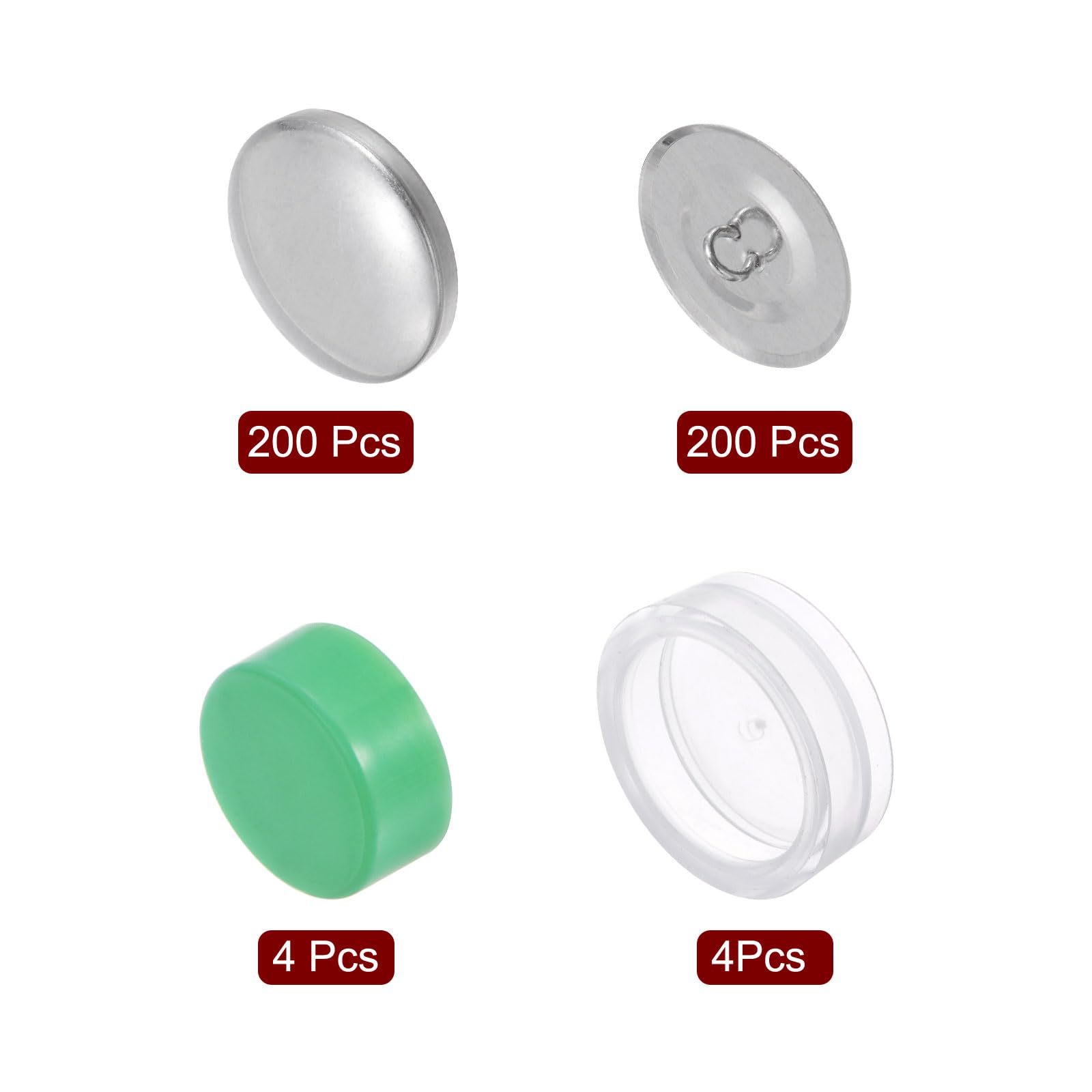 HARFINGTON Juego de 200 botones de cubierta automática de 44 L, 28 mm con parte trasera de alambre, botones de aluminio para cubrir botones de tela, kit de botones cubiertos con 4 herramientas para