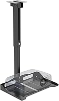 WALI PM-005-B Projector Ceiling Wall Mount Tray, 22lbs Capacity, Height Adjustable, Universal Fit, Hidden Cable Routing, No Hole Install, Black