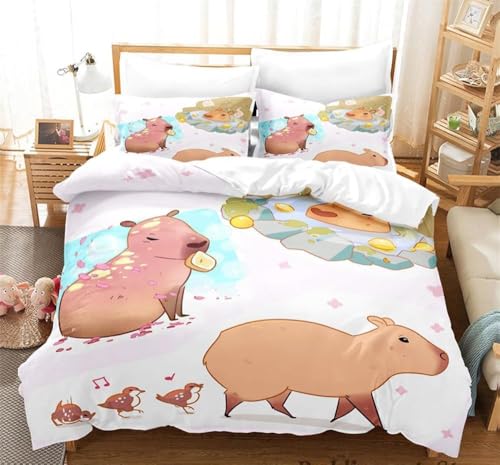 Housse de couette 160x200 capybara zippée en microfibre douce - 2