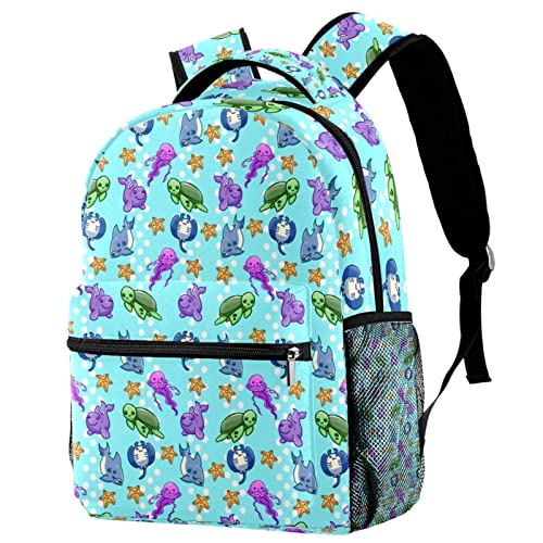 Sac à dos voyage enfant motif océan bleu avec porte-bouteille campus