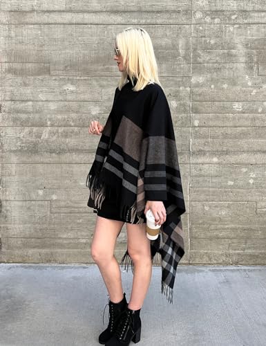 CATCHY & CRAFTY Poncho Shawl Wrap Ruana Cardigan Stylish Cape for Women Open Front Sweater3