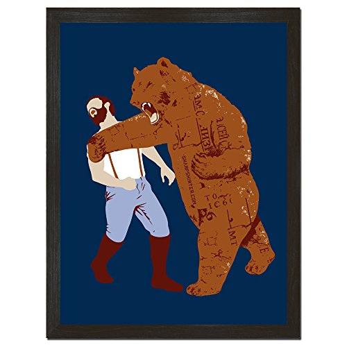 Sharp Shirter Funny Wall Art, Bear Punch Print, 8 x 10, 18 x 24, Fighting Bear Poster Print, Bear Punch Man, Funny Posters Men, Knockout Punch Poster
