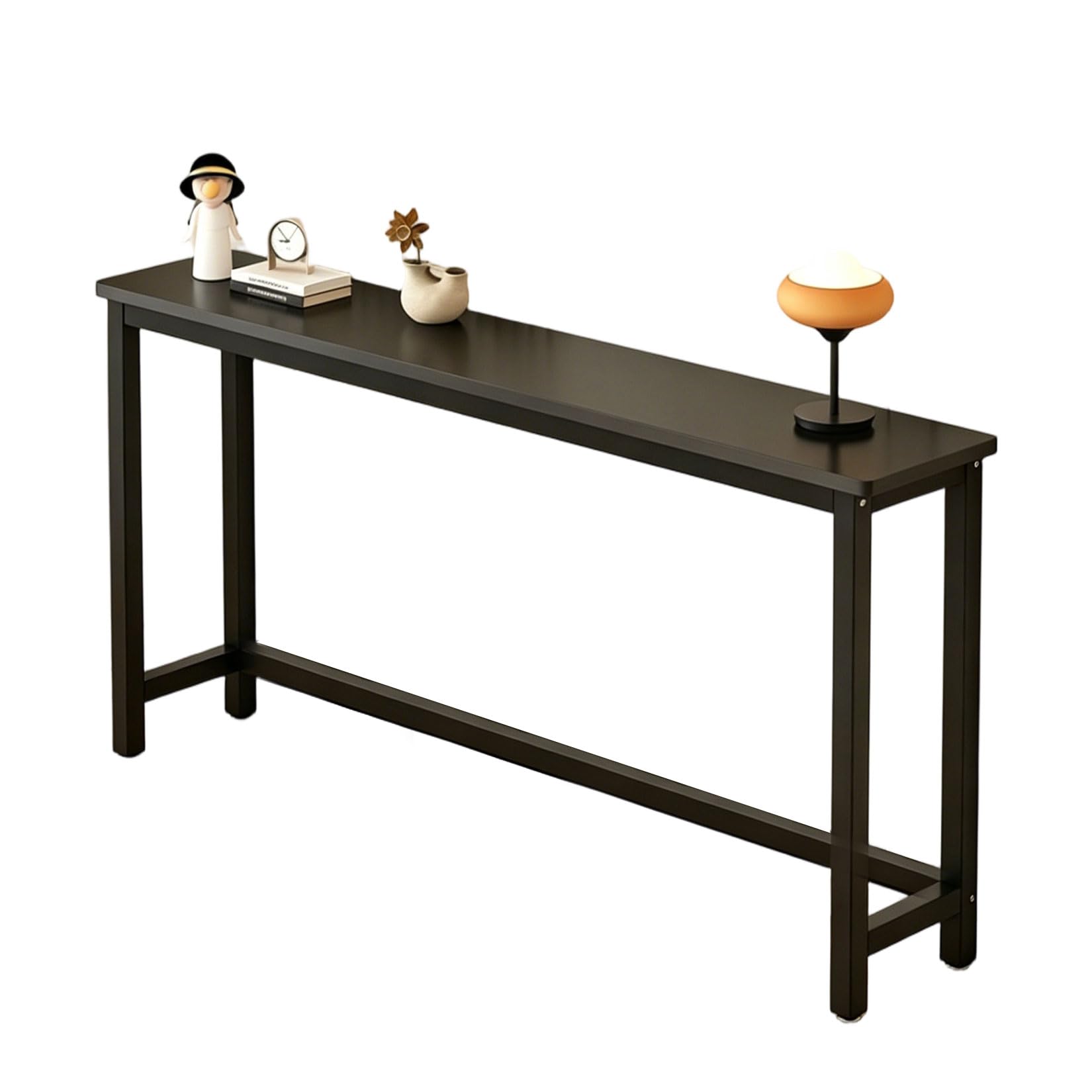 KERIVO Narrow Industrial Console Table with Sturdy Metal Frame Black 20cm Slim Console Table,Stylish Storage Solution,Rustic Home Decorative Stand,for Entryway, Living Room, Bedroom,Foyer 60×20×100cm