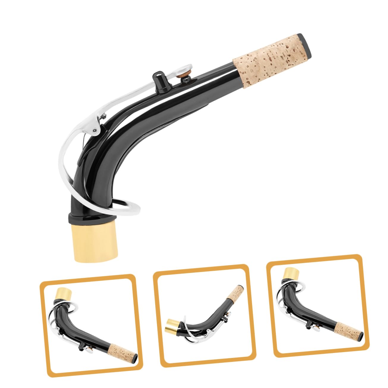 ibasenice 3pièces Saxophone Alto Bend Neck Laiton Plaqué Avec Embout Accessoire De Réparation Pour Instrument De Musique De Tube Flexible Pour Saxophonistes