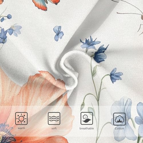 Orange Blue Poppies Floral White Toddler Underwear Custom 2t Cotton Cute Panties Girl Animals Kids Briefs Undies3