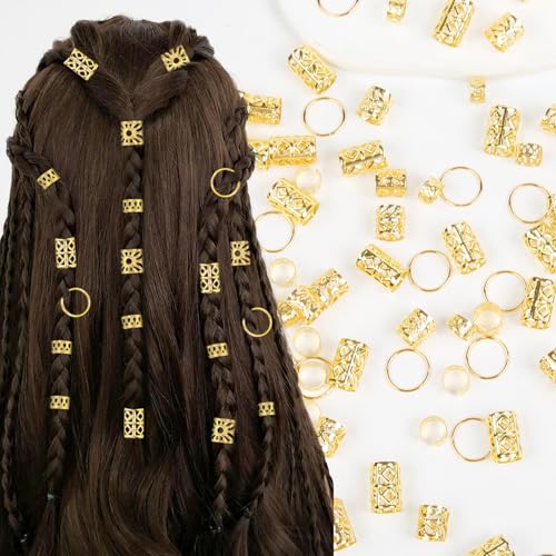 Hair Jewelry for Braids Gold Hair Accessories for Girls Dreadlock Accessories Hair Cuffs Braids Clips for Women Pirate Costume Halloween Decoration 100 PCS