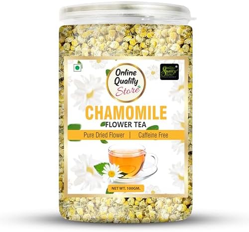 Online Quality Store Chamomile Flower Tea - 100g | Caffeine Free Herbal | Chamomile | Boost Immunity| Detox | Sleep & Stress Relief | 100% Natural Flower Leaves