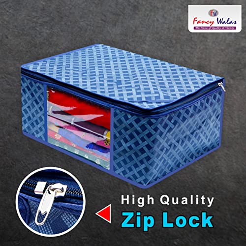 Image of Non woven storage bags for clothes saree cover fancy saree cover with zip combo & cloth organizer for wardrobe (3)
