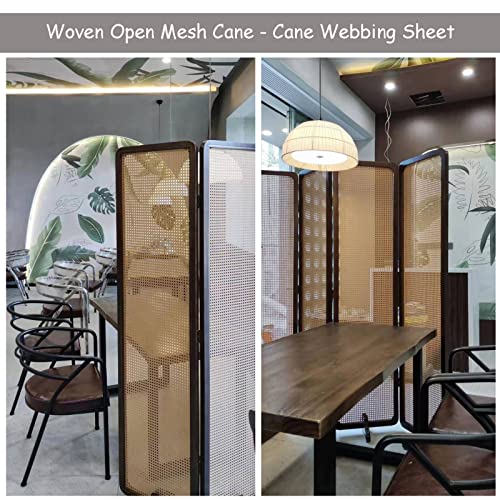Open Rattan Webbing Roll For Furniture, Natural Rattan Fabric Material, Pre-Woven Wicker Cane Woven Rattan Sheets Net, Rattan Fabric For Furniture Decor, Chair Caning Supplies, Caning Diy Projects (S #TOP2