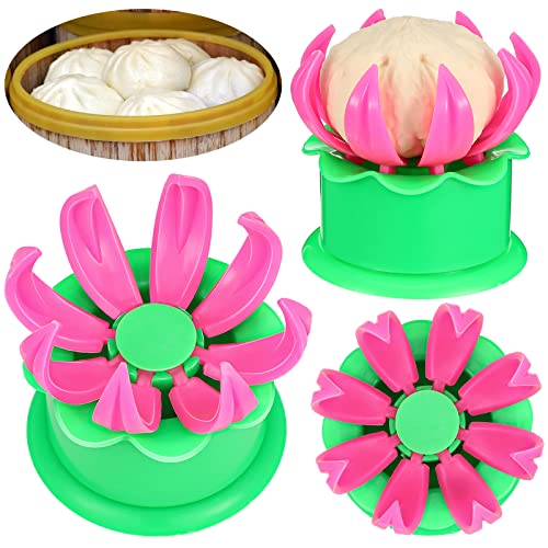 Chinese Baozi Maker Bun Dumpling Maker Plastic Steamed Bun Mould Stuffed Bun Making Mould Bun Cooking Tool Bao Steamer Dumpling Maker (3 Pieces)