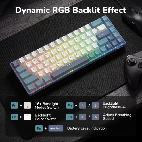 Image of RK ROYAL KLUDGE RK68 65% RGB Wireless Mechanical Keyboard for Gaming QWERTY | 68 Keys Compact TKL Tri-Mode BT /2.4G /USB-C Gaming Keyboards for Mac /Win, Hot Swap, Custom Switch, Software Support