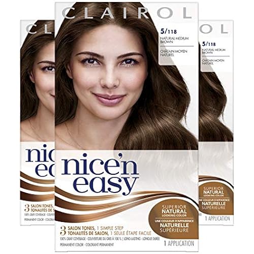 Clairol Nice'n Easy Liquid Permanent Hair Dye, 5 Medium Brown Hair Color, Pack of 3
