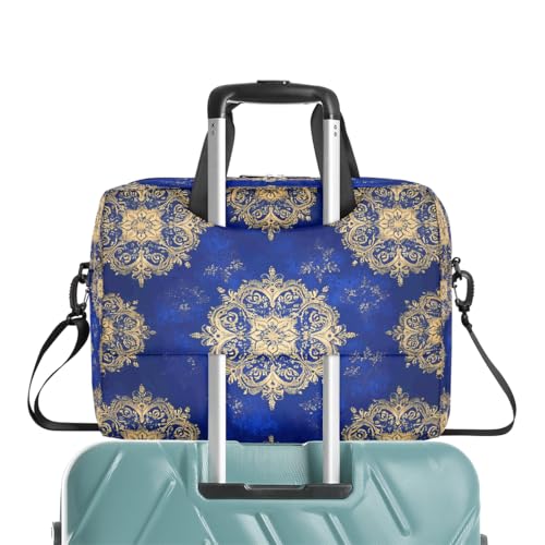 Maletín para laptop 16 pulgadas con diseño mandala azul y dorado miniatura 6