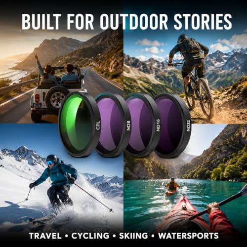 Image of 4-Pack CPL ND Filter Kit Compatible with DJI Osmo Action 5 Pro /4 /3, CPL ND8 ND16 ND32 Camera Lens Filters, Multi-Coated HD Optical Glass, Push-On Action Camera Accessories