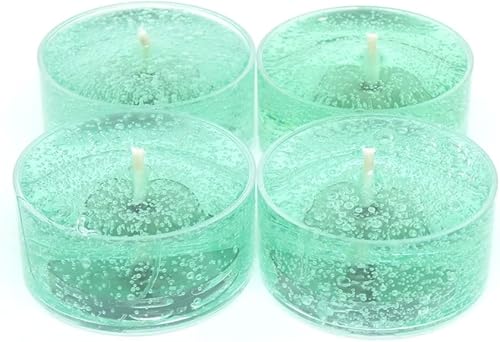 Miniatura 2 de Paquete de 4 velas de aceite mineral de color verde espuma de mar sin perfume a base de hasta 8 horas cada vela de té para bodas eventos especiales